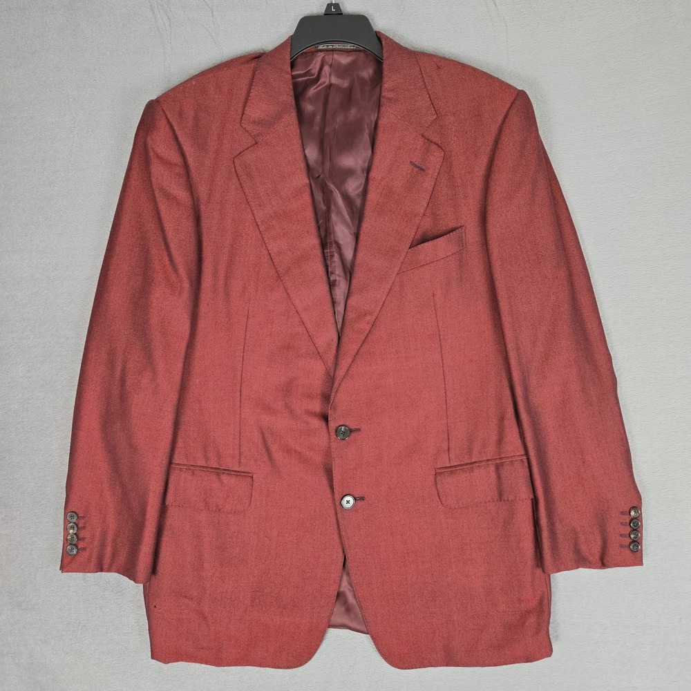 Ermenegildo Zegna Sport Coat Mens 44L Pure Worsted Cashmere Red Blazer *READ